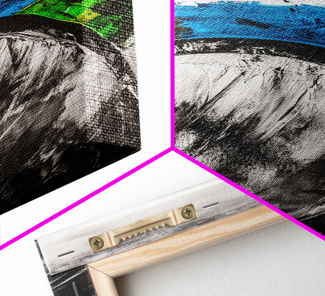 Rolling Waves, Abstract Ocean, Coastal Expression, Textured Seascape, Framed Canvas Print, Modern Beach House Decor, Bathroom Wall Art