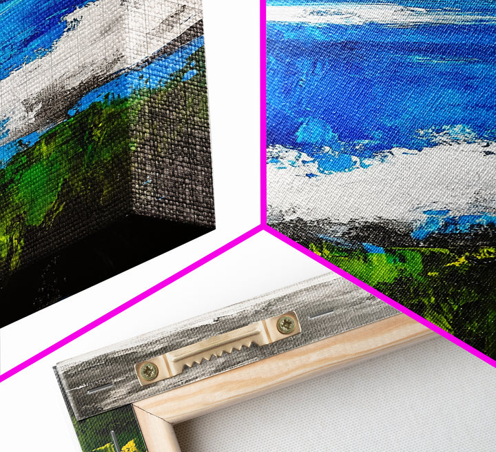 Abstract Ocean View, Blue Green Black White, Coastal Wall Art, Modern Beach Home Decor, Bold Statement Painting, Office Art, Canvas Print