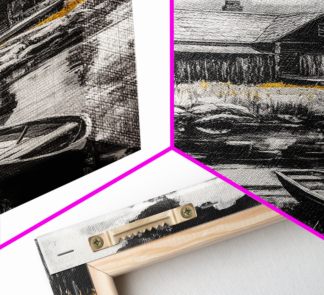 Cabin Reflection, Rustic Home Art, Log House Painting, Tranquil Lake, Country Home Wall Decor, Framed Canvas Print, Nature Lover Gift