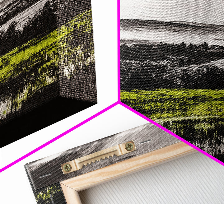 Rolling Hills, Nature Landscape, Canvas Print, Black White Green Art, Farmhouse Decor, Rustic Wall Art, Bedroom Decor, Fall Home Art