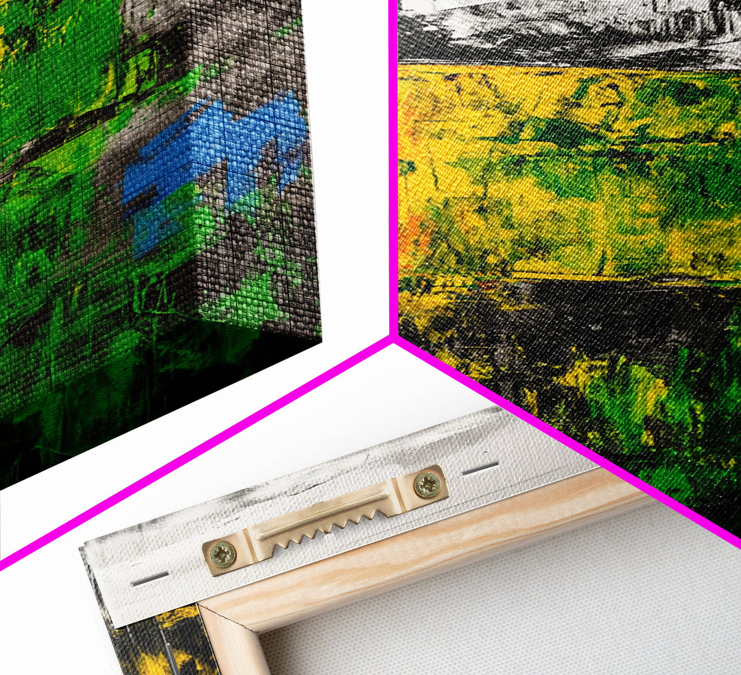 Bold Earthy Abstract, Green Yellow Orange, Framed Canvas Print, Rustic Wall Art, Living Room Decor, Textured Home Accent