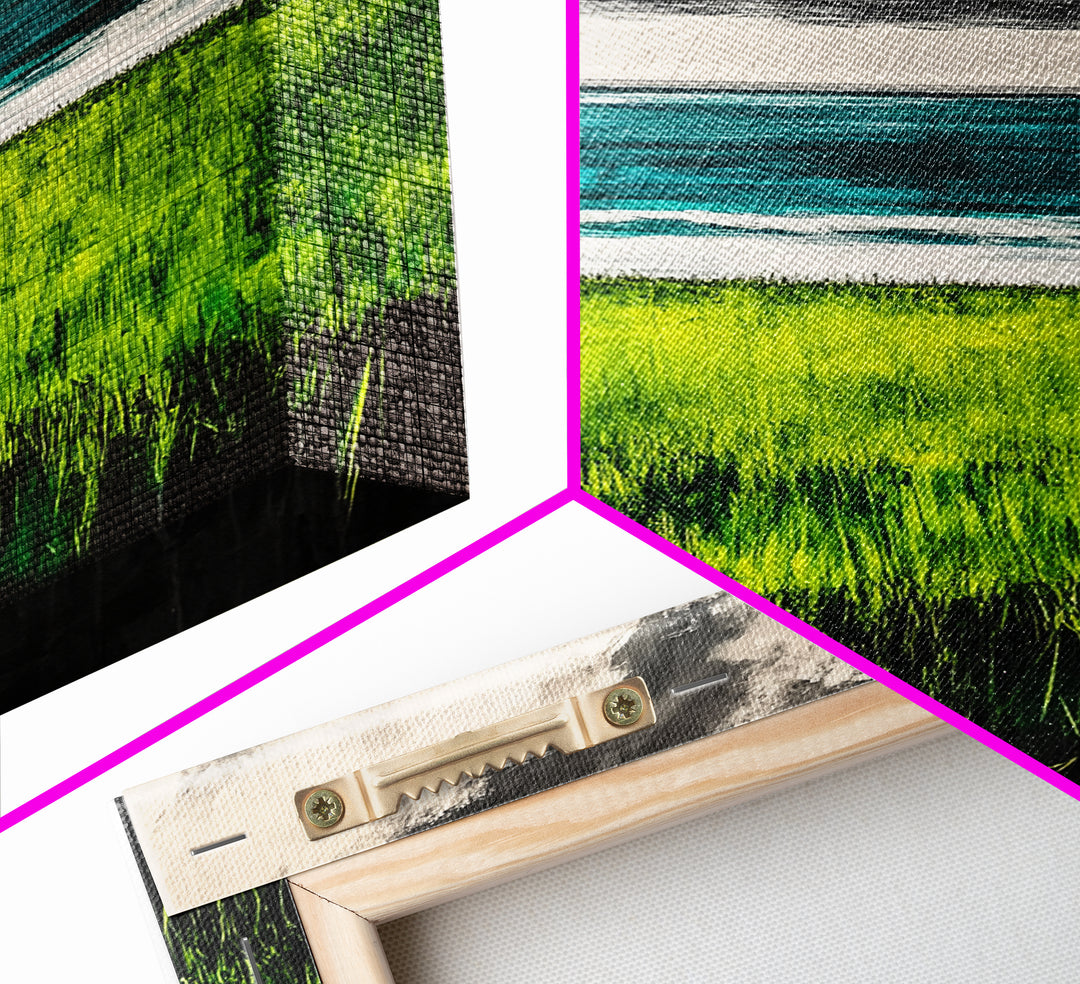 Coastal Landscape Art, Green Blue Ocean, Canvas Print, Serene Beach Wall Decor, Minimalist Nature Painting, Tranquil Home Accent