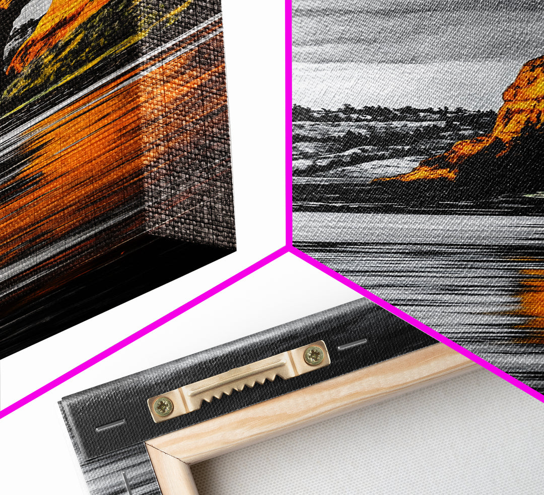 Coastal Arch, Ocean Canvas Print, Seascape Wall Art, Nautical Home Decor, Living Room Artwork, Black and White Landscape