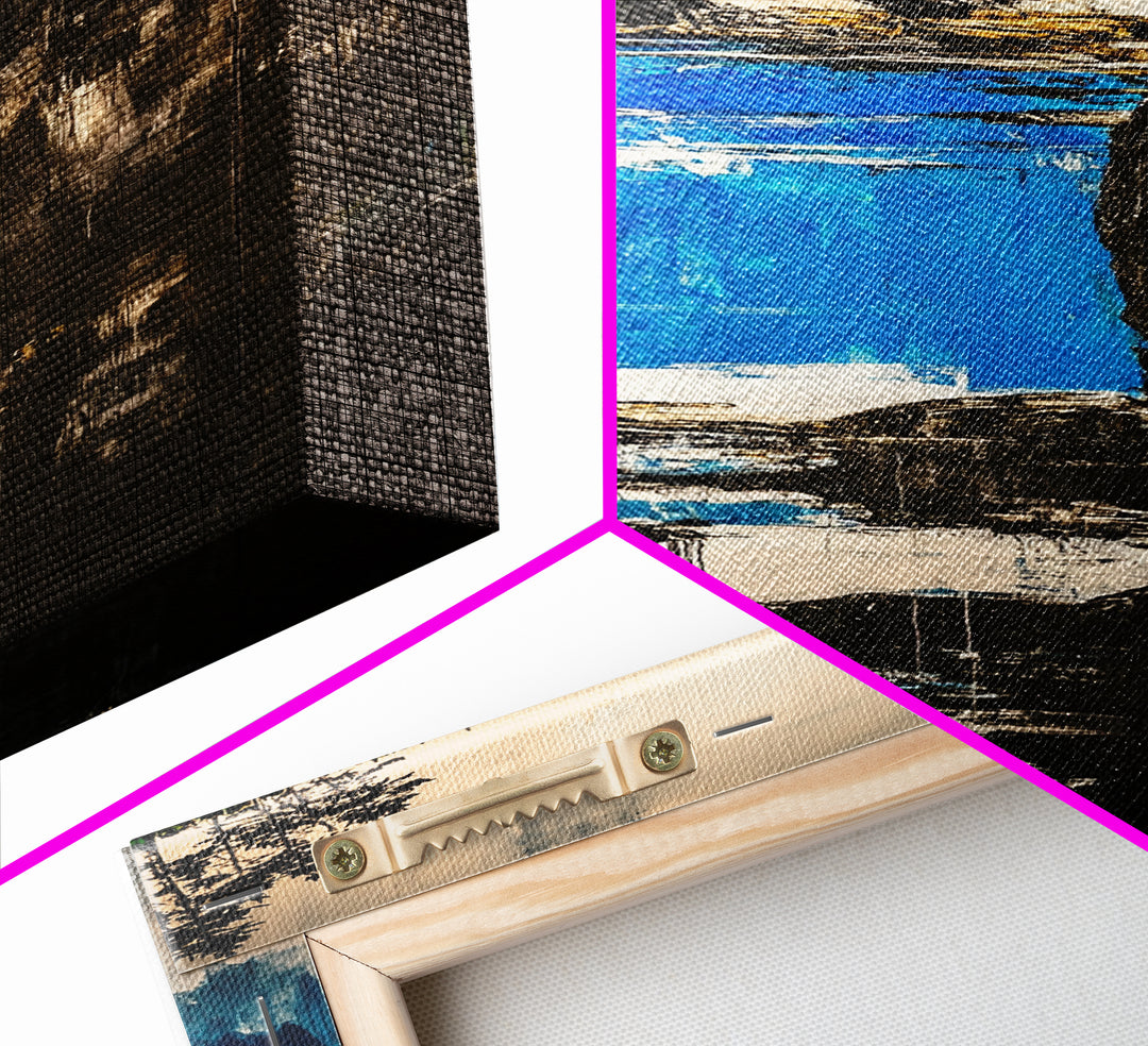 Coastal Cliff, Ocean Canvas Print, Nature Wall Art, Beach House Decor, Seascape Painting, Vibrant Blue Green Artwork, Office Art