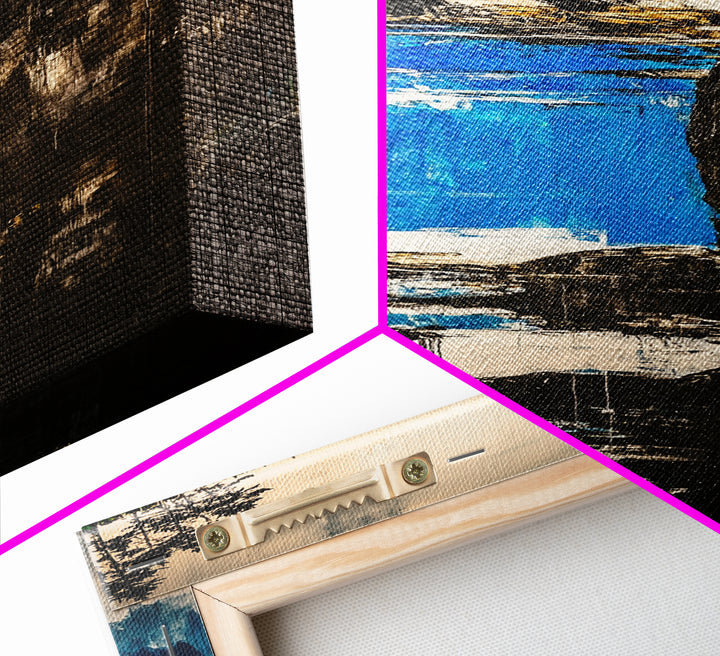 Coastal Cliff, Ocean Canvas Print, Nature Wall Art, Beach House Decor, Seascape Painting, Vibrant Blue Green Artwork, Office Art