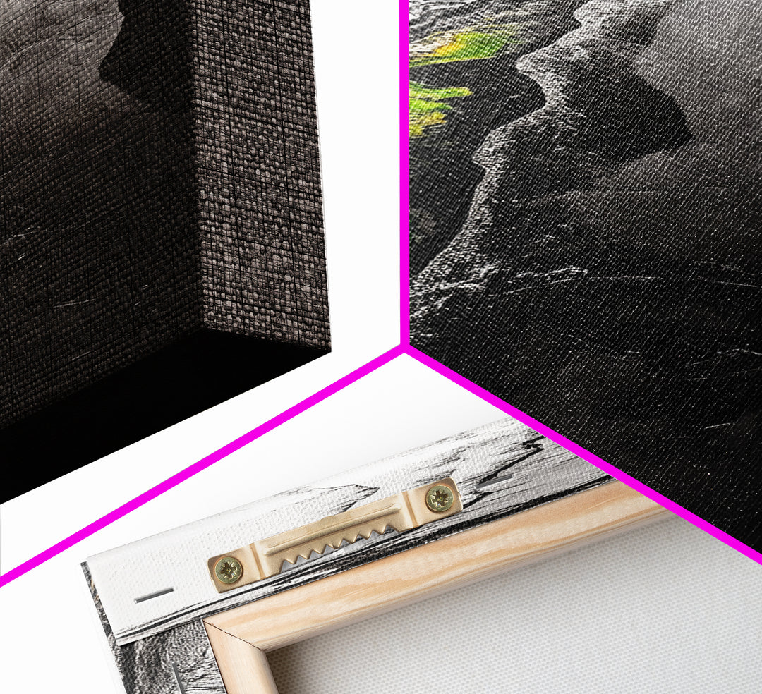 Abstract River, Nature Landscape, Modern Wall Art, Monochrome Print, Green Accents, Contemporary Art, Framed Canvas Print, Office Wall Decor