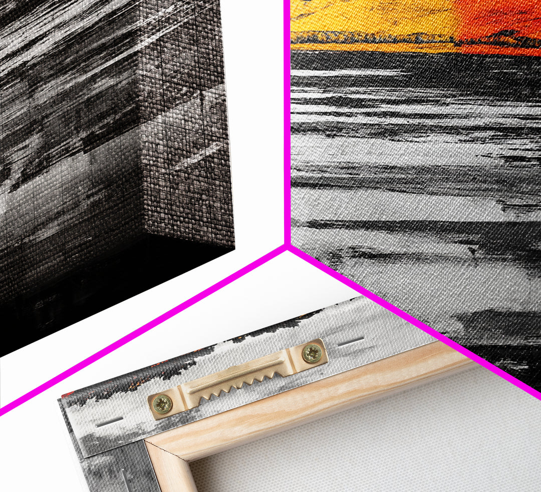 Autumn Cliffs, Seasonal Landscape, Fall Wall Art, Rustic Nature Print, Bold Orange and Yellow, Framed Canvas Print, Living Room Decor