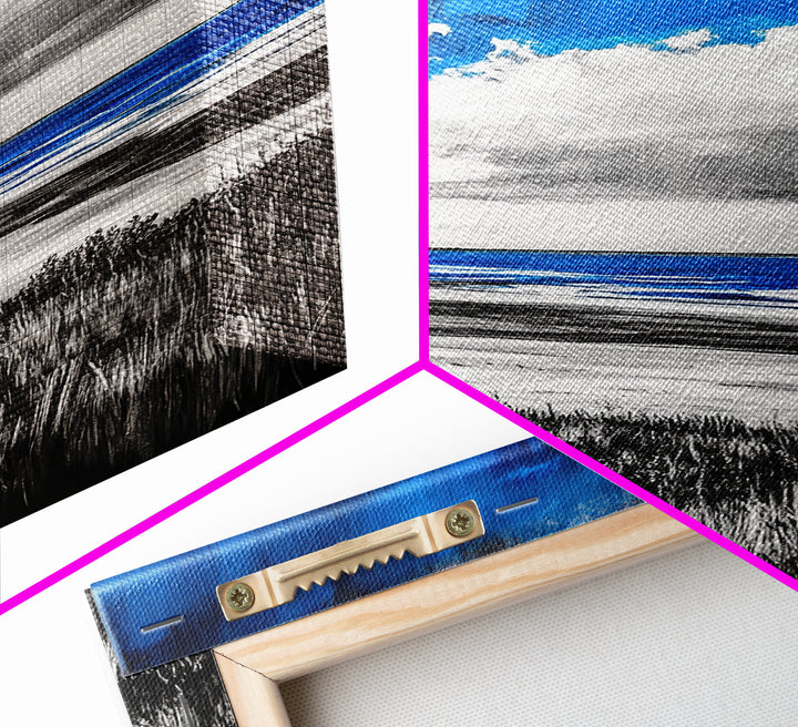 Blue Ocean, Coastal Wall Art, Beach House Decor, Minimalist Landscape, Nautical Aesthetic, Living Room Canvas Print, Ocean Lover Gift