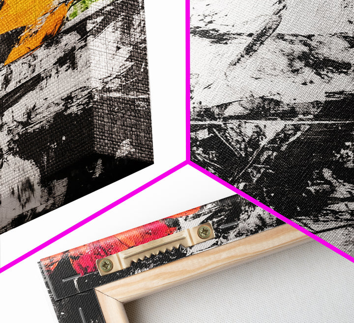 Abstract Flowers, Black and White, Red Floral Art, Bold Wall Decor, Modern Art, Framed Canvas Print, Minimalist Living Room Art