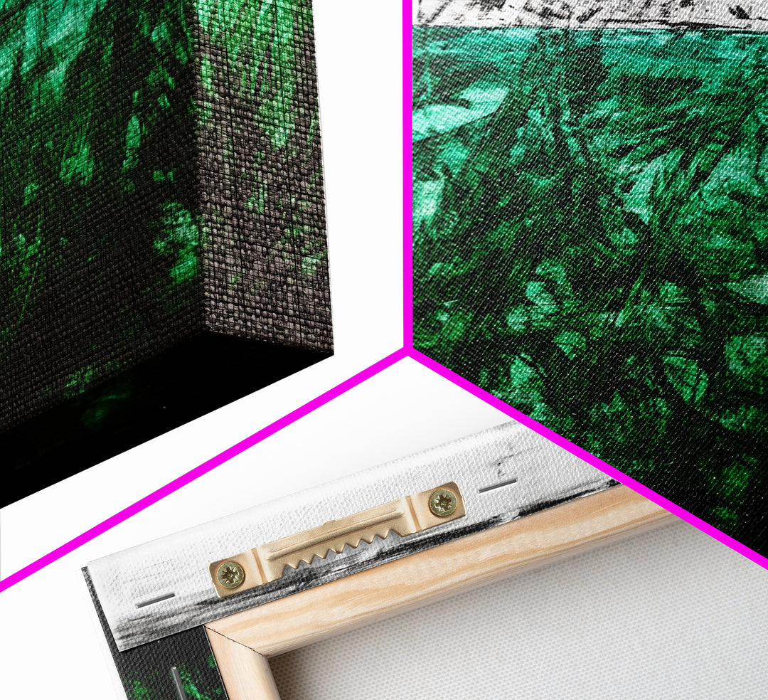 Abstract Grassland, Green Nature Art, Minimalist Botanical Wall Decor, Earthy Modern Print, Framed Canvas Print, Living Room Wall Art