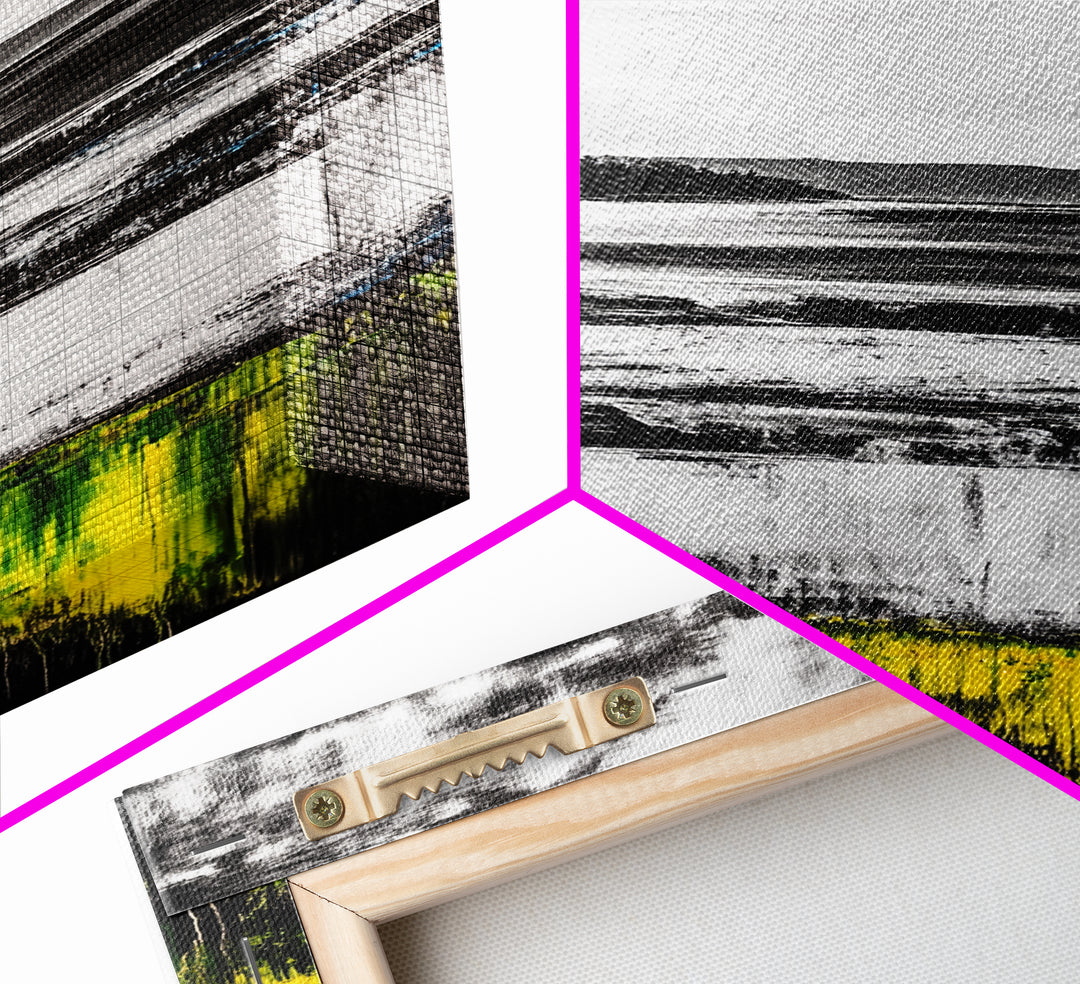 Coastal Shoreline, Misty Landscape, Black and White, Nature Print, Framed Canvas Print, Office Wall Art, Serene Seascape, Minimalist Art