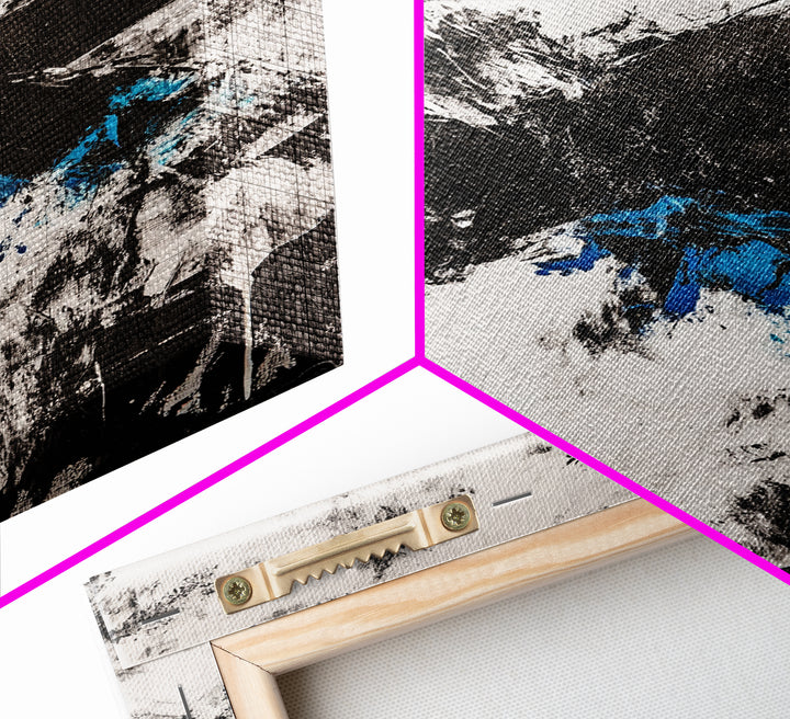 Black White Chaos, Modern Abstract, Bold Brush Strokes, Framed Canvas Print, Office Decor, Industrial Wall Art, Contemporary Art