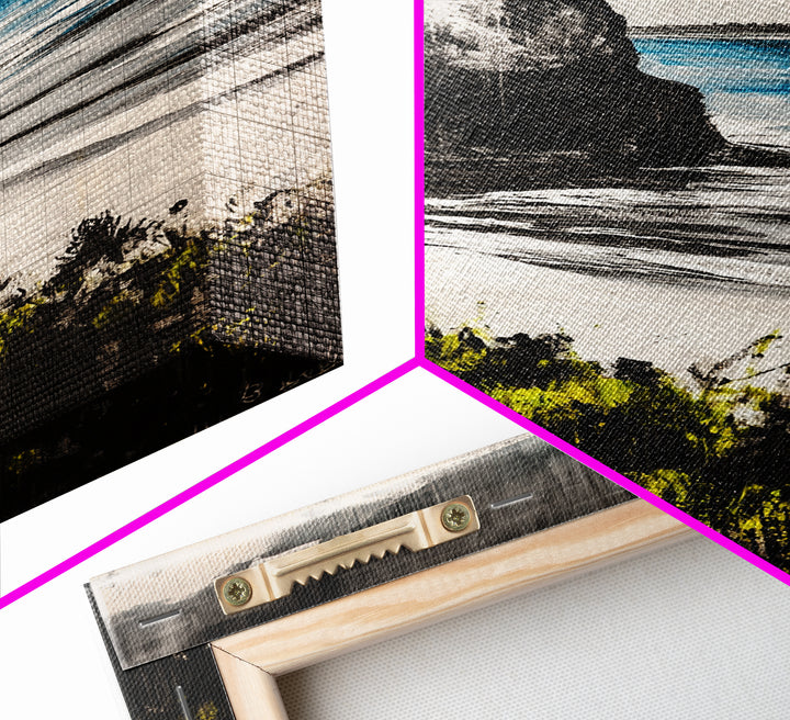 Cliffside View Landscape, Coastal Serenity, Seaside Painting, Nautical Wall Art, Nature Lovers Gift, Relaxing Decor, Framed Canvas Print