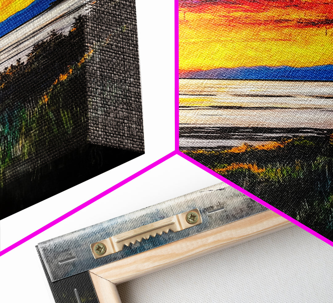 Beach Sunrise, Ocean View, Dramatic Skies, Framed Canvas Print, Large Wall Art, Coastal Home Decor, Serene Landscape, Modern Art