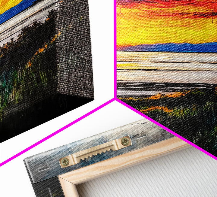 Beach Sunrise, Ocean View, Dramatic Skies, Framed Canvas Print, Large Wall Art, Coastal Home Decor, Serene Landscape, Modern Art