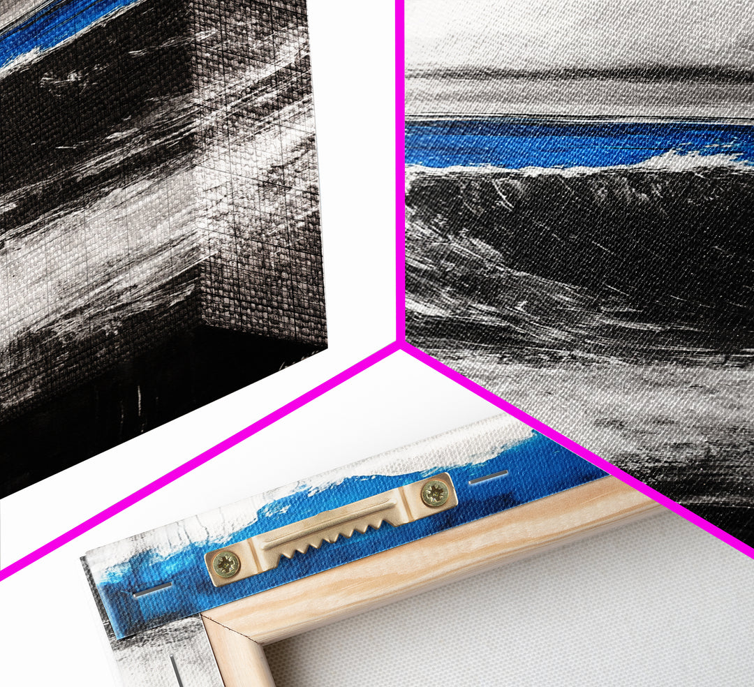 Ocean Wave Painting, Blue Seascape, Modern Coastal Art, Surfing Gift, Large Canvas Print, Beach House Decor, Living Room Wall Art