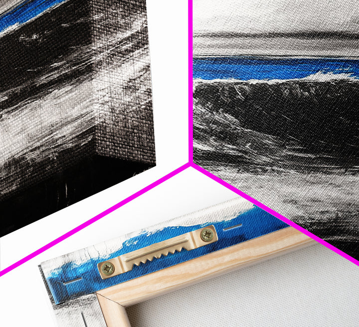 Ocean Wave Painting, Blue Seascape, Modern Coastal Art, Surfing Gift, Large Canvas Print, Beach House Decor, Living Room Wall Art
