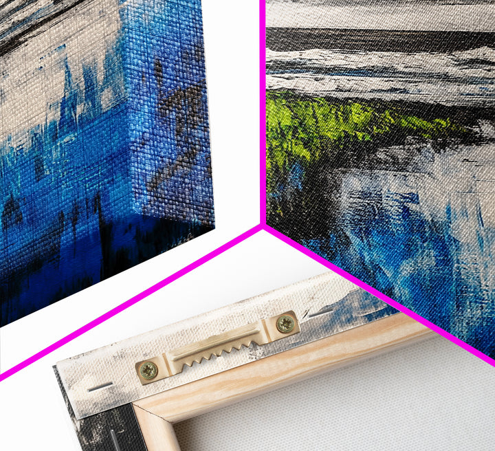 Ocean Reflections, Coastal Wall Art, Blue Abstract Beach Scene, Seascape Framed Canvas Print, Modern Home Decor, Living Room Wall Art