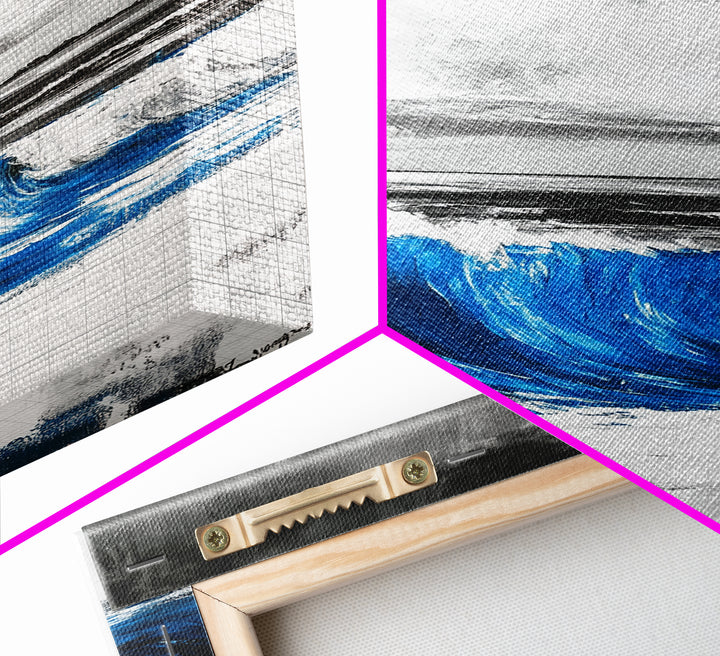 Blue Ocean Wave, Surfing Wall Art, Coastal Beach Print, Nautical Home Decor, Framed Canvas Print, Large Wall Art, Minimalist Seascape