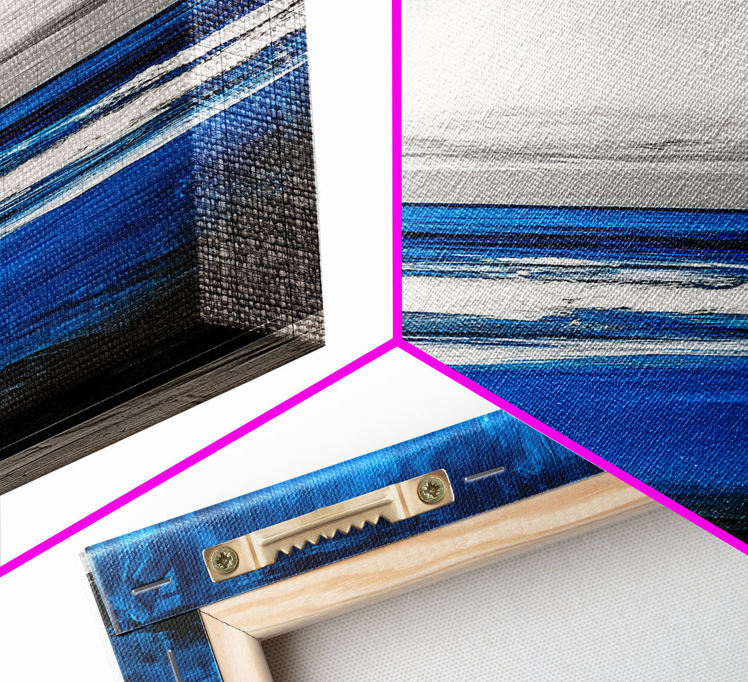 Abstract Seascape, Blue Horizon Art, Minimalist Ocean Painting, Coastal Living Room Decor, Large Framed Canvas Print, Modern Wall Art