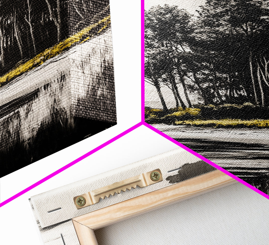 Coastal Trees, Black and White Art, Canvas Print, Modern Landscape, Nature Wall Art, Minimalist Home Decor, Serene Artwork, Ocean Scene