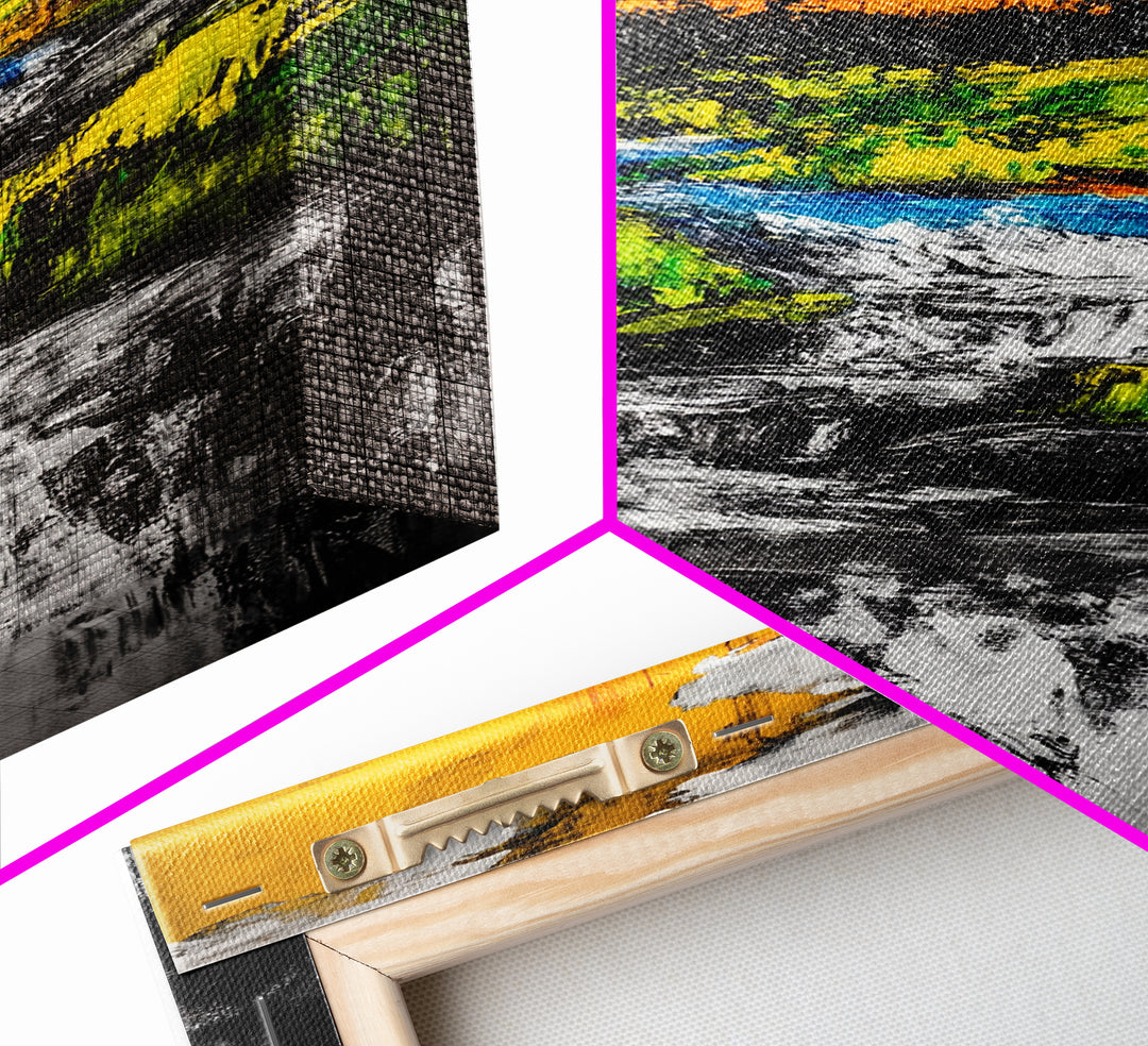 Autumn River, Nature Wall Art, Modern Landscape, Framed Canvas Print, Rustic Home Decor, Office Artwork, Vibrant Sunset Painting