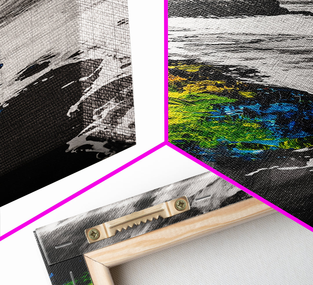 Cliffside Waves, Coastal Wall Art, Ocean Landscape, Framed Canvas Print, Beach House Decor, Monochrome Seascape, Nautical Gift