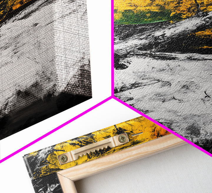 Abstract Tree, Fall Wall Art, Modern Nature Painting, Framed Canvas Print, Rustic Home Decor, Bold Orange Yellow, Unique Artwork