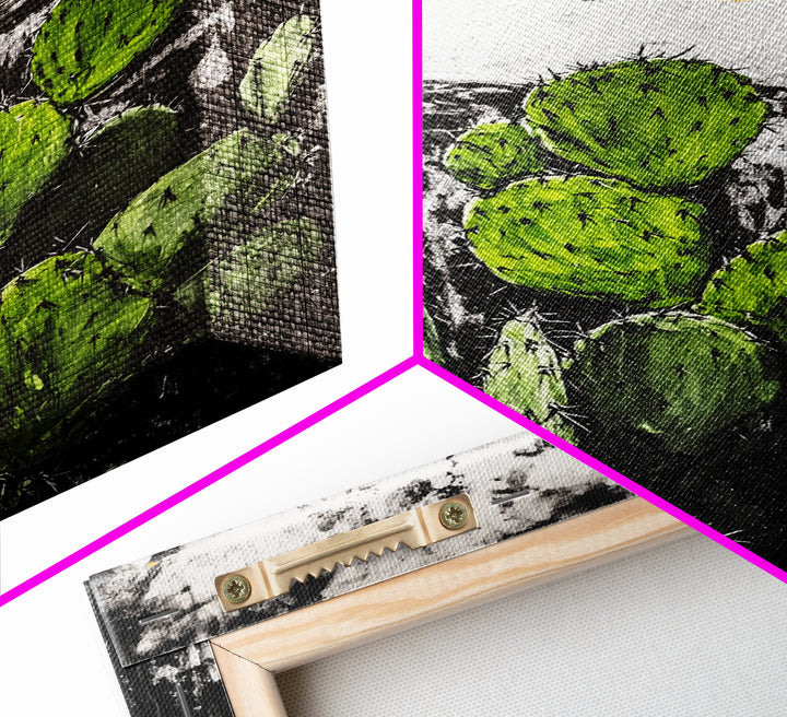 Cactus Art, Desert Scene, Framed Canvas Print, Southwest Wall Art, Boho Home Decor, Minimalist Nature Art, Living Room Statement Piece