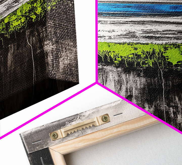 Coastal Horizon, Abstract Ocean, Framed Canvas Print, Beach Wall Art, Nautical Home Decor, Blue and White Art, Modern Living Room Art