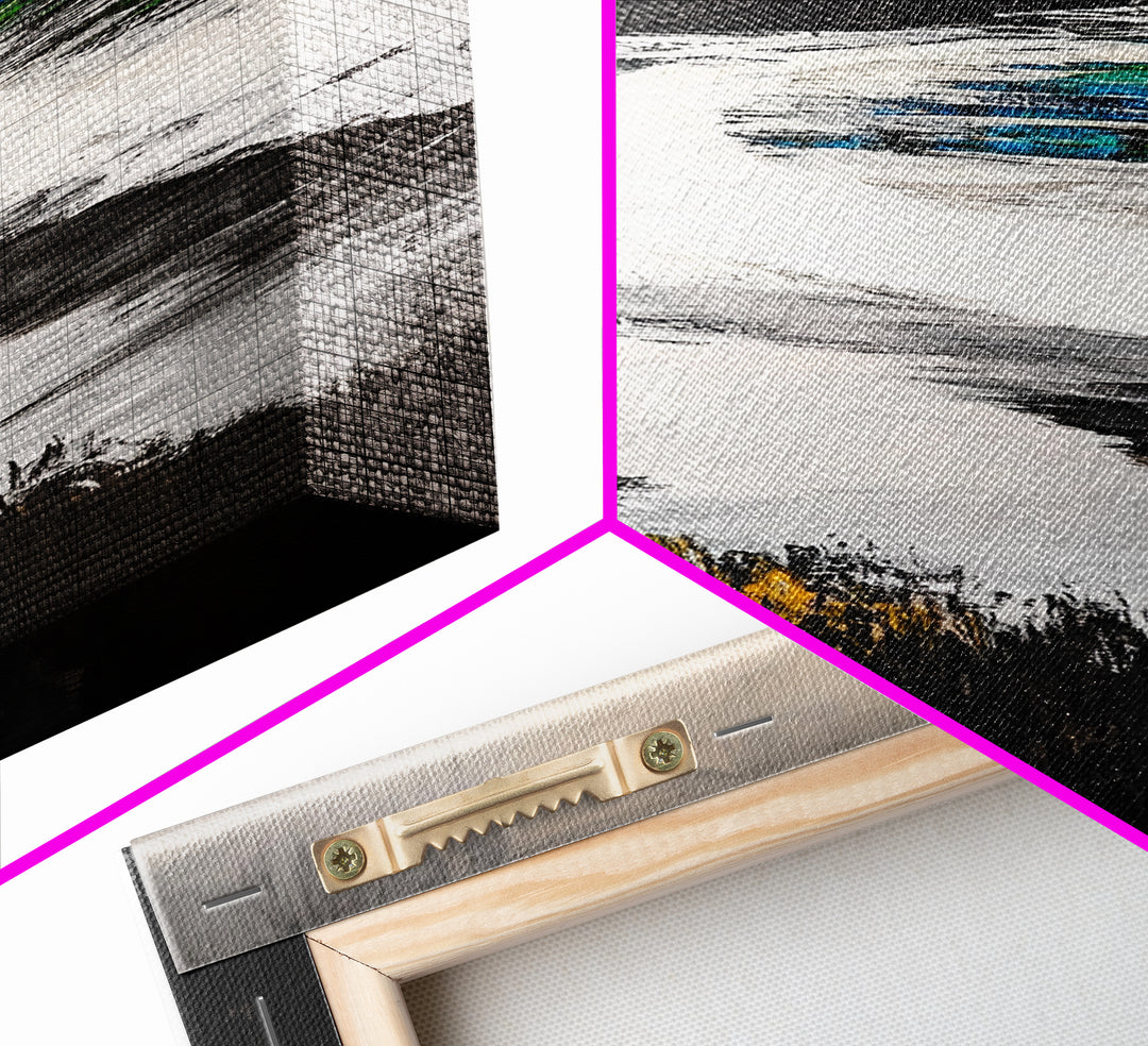 Coastal Cliffs, Ocean Waves, Beach Landscape, Nature Wall Art, Framed Canvas Print, Living Room Decor, Modern Seascape, Blue Tones