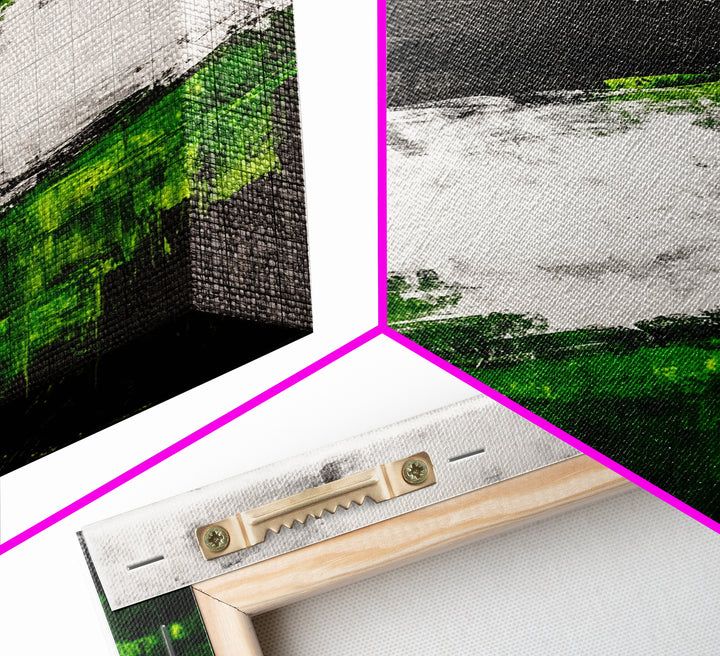 Coastal Cliffs, Ocean Landscape Art, Green Hills Painting, Nature Decor, Outdoor Wall Art, Minimalist Home Print, Framed Canvas Print