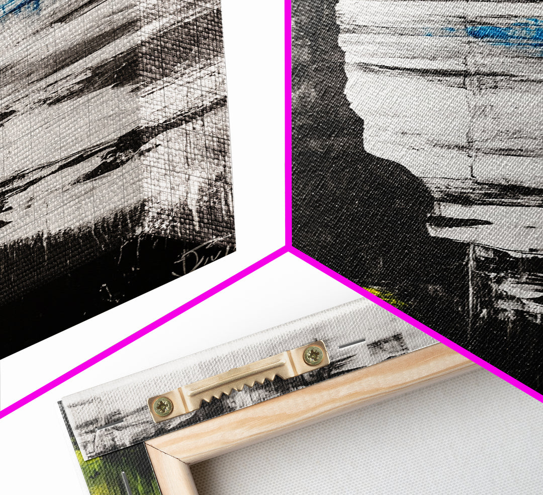 Cliffside View, Ocean Landscape, Modern Coastal Canvas Print, Beach House Wall Art, Black and White Decor, Contemporary Artwork