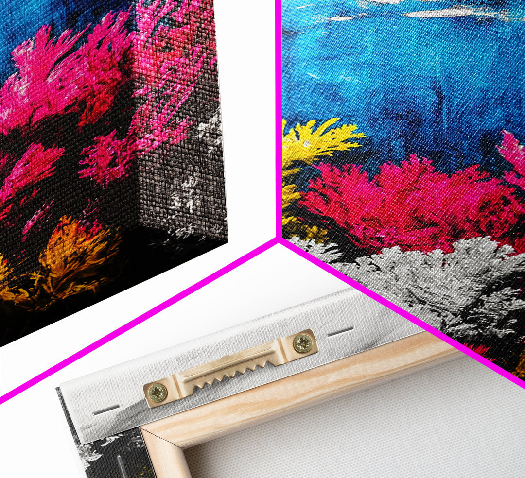 Coral Reef Print, Underwater Ocean Art, Coastal Wall Decor, Vibrant Marine Art, Nautical Wall Art, Beach House Decor, Framed Canvas Print