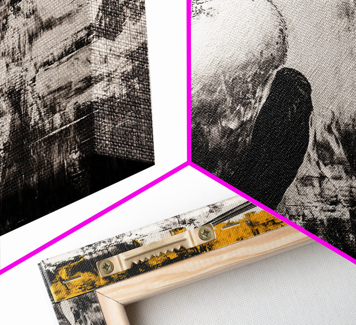 Bird Portrait Art, Nature Print, Wildlife Illustration, Black and White Art, Modern Rustic Decor, Living Room Art, Framed Canvas Print