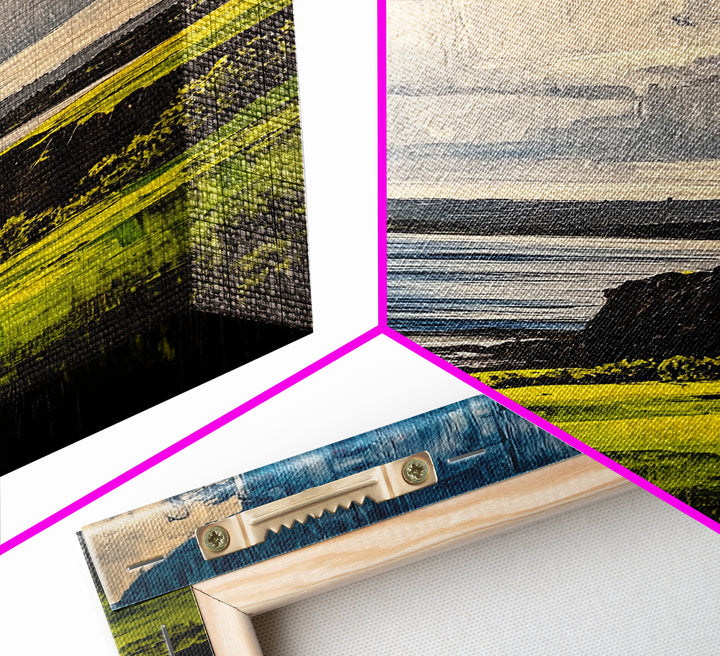 Coastal Cliff Art, Ocean View Print, Nature Landscape Decor, Tranquil Wall Art, Serene Scenery Print, Living Room Art, Framed Canvas Print