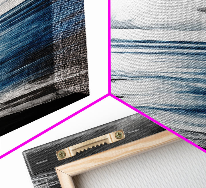 Coastal Shoreline Art, Monochrome Beach Print, Serene Ocean View, Tranquil Seascape Wall Decor, Nautical Art, Framed Canvas Print