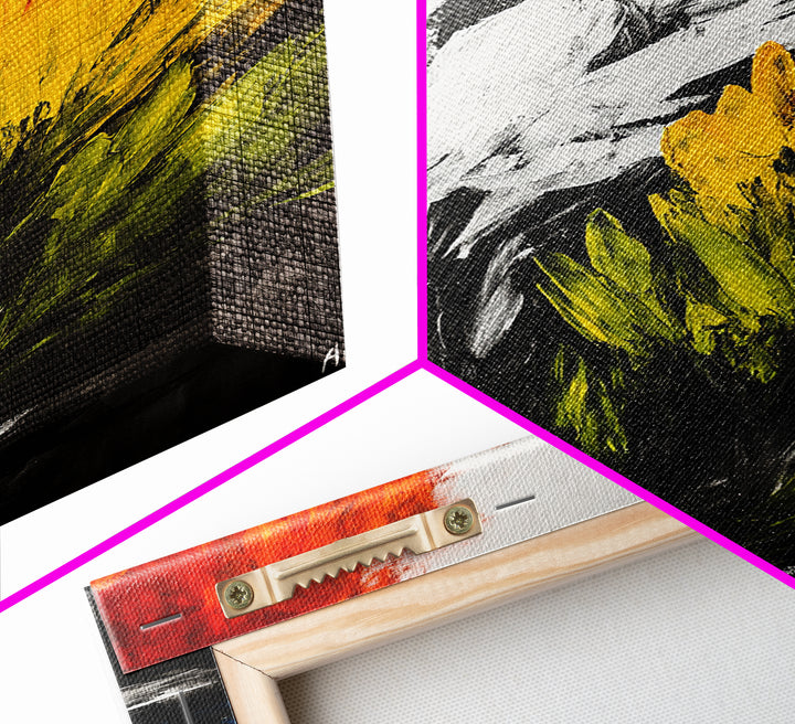 Abstract Floral Art, Expressionist Print, Flower Wall Decor, Modern Botanical Artwork, Vibrant Home Aesthetic, Framed Canvas Print