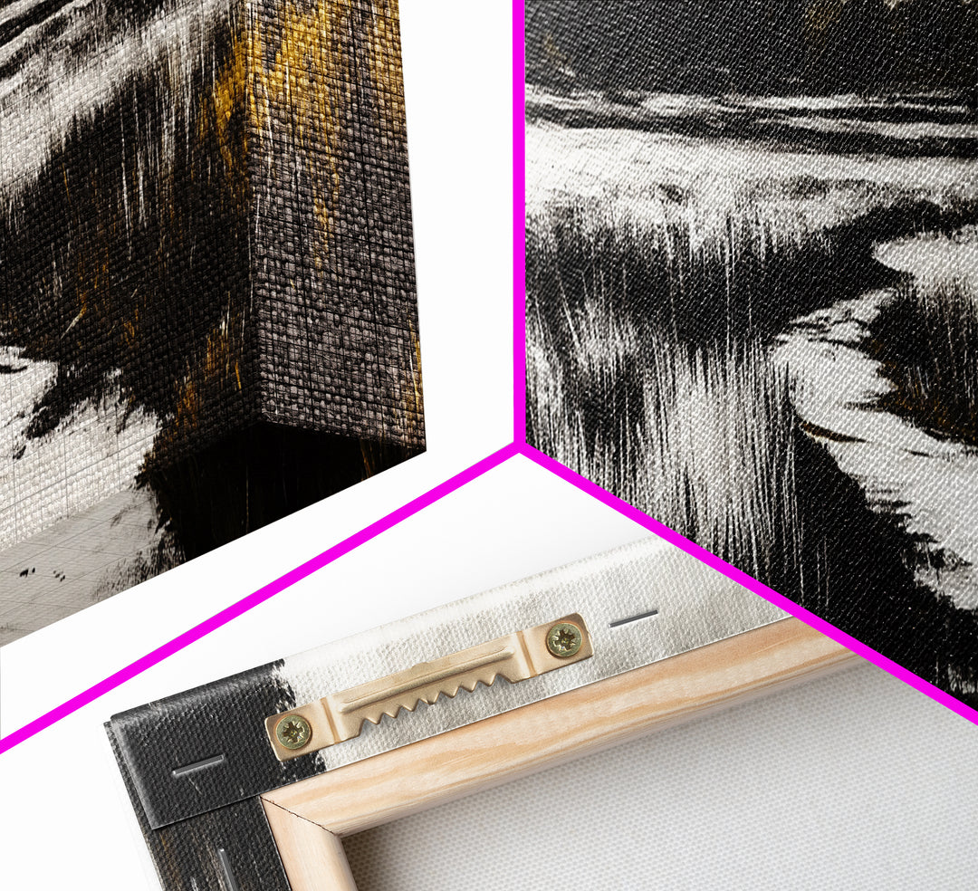 Black and White Marsh, Rustic Landscape, Moody Wall Art, Minimalist Nature Print, Framed Canvas Print, Bedroom Wall Decor