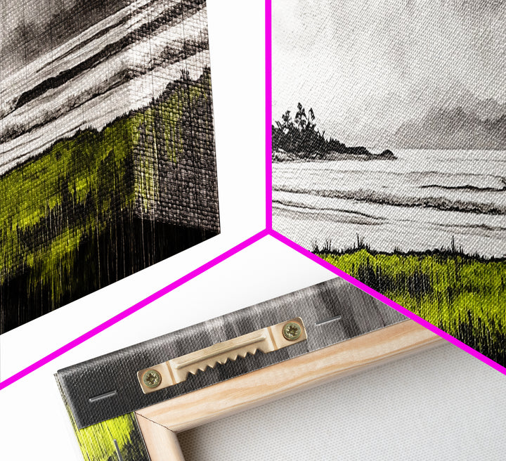 Coastal Storm, Ocean Waves, Black White Gray, Canvas Print, Beach House Decor, Nautical Wall Art, Modern Seascape, Bedroom Art