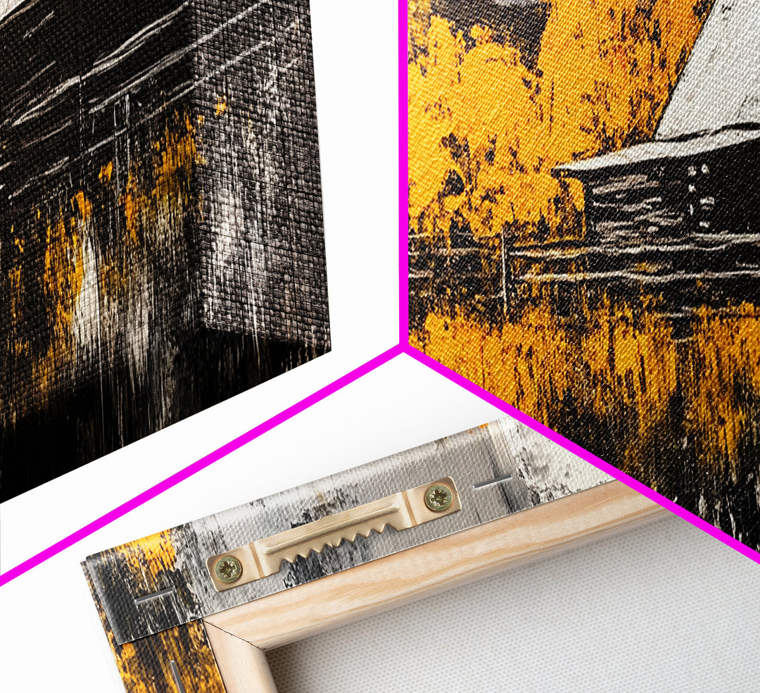 Rustic Cabin, Autumn Mountain Art, Western Wall Decor, Farmhouse Art, Fall Home Decor, Framed Canvas Print, Living Room Wall Art