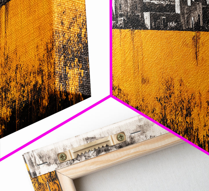 Desert Village, Southwestern Art, Yellow Landscape, Canvas Print, Rustic Wall Decor, Living Room Wall Art, Modern Abstract, Boho Aesthetic