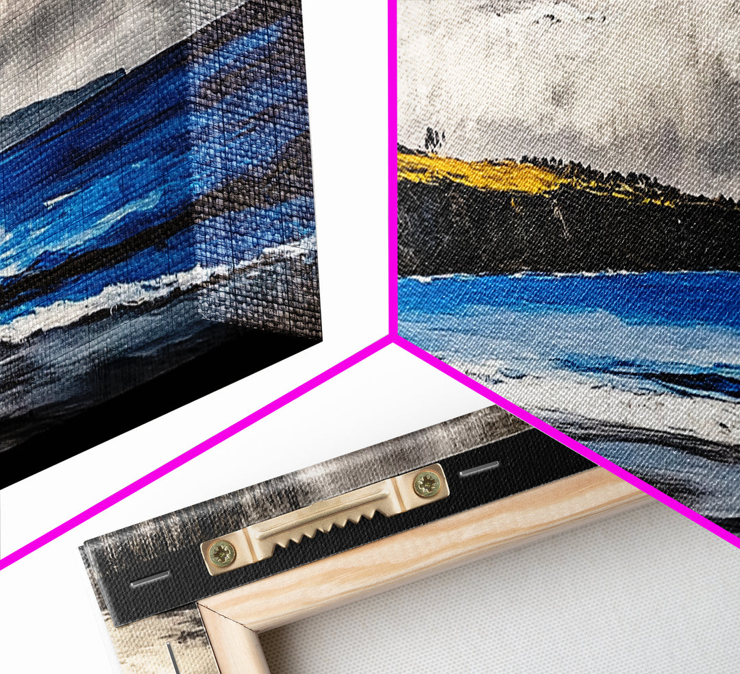 Rocky Shoreline, Stormy Coast, Ocean View, Coastal Canvas Print, Moody Landscape, Framed Canvas Print, Living Room Art, Nature Wall Decor