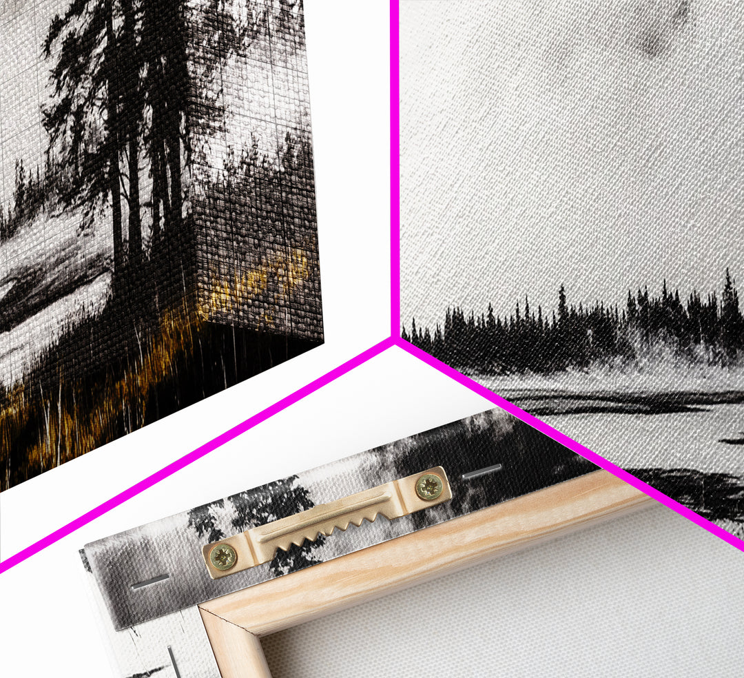 Coastal Landscape Art, Black and White Wall Print, Minimalist Seascape Decor, Modern Beach House Artwork, Canvas Print