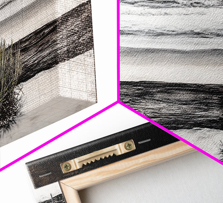 Black and White Seascape, Coastal Wall Art, Minimalist Ocean Art, Modern Beach Decor, Framed Canvas Print, Bedroom Art, Monochrome Landscape