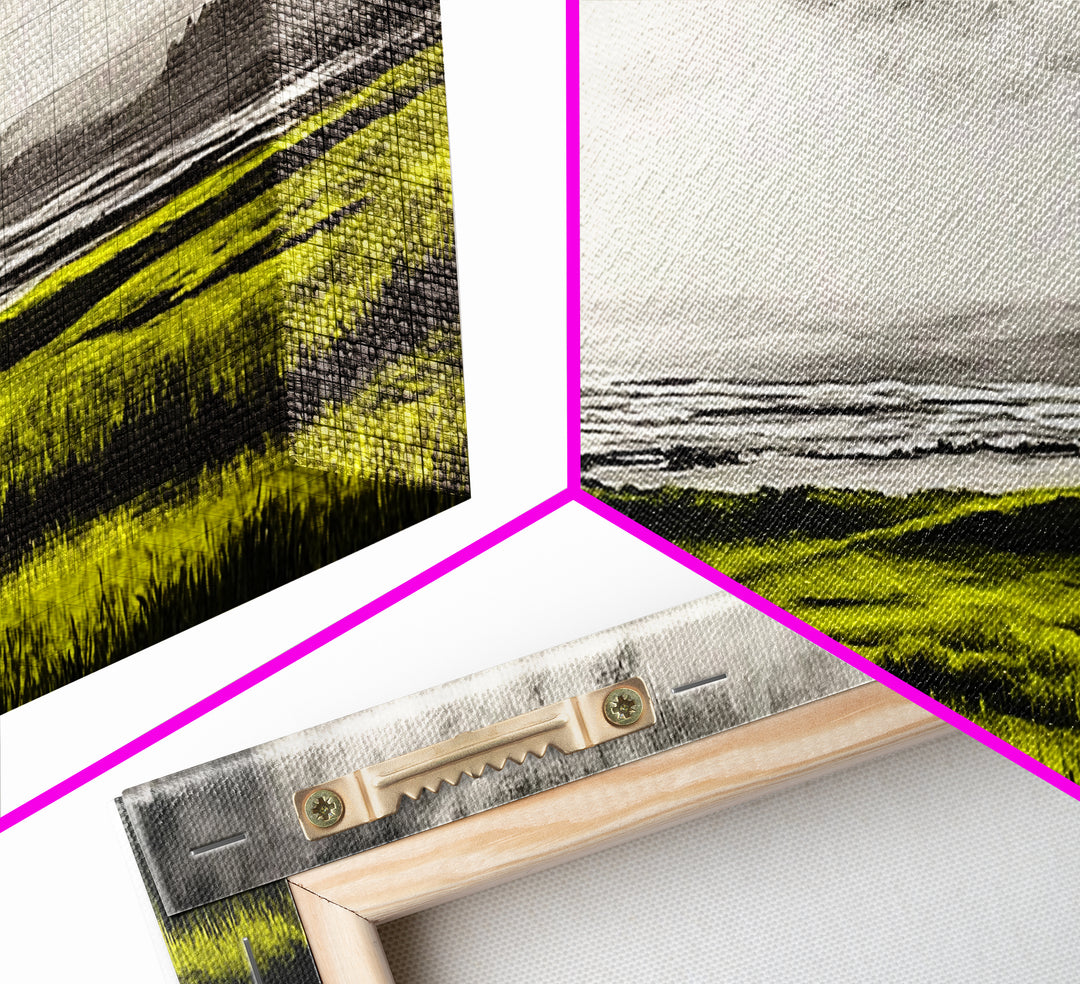 Rolling Hills, Golden Grasslands, Nature Painting, Framed Canvas Print, Rustic Decor, Large Landscape Art, Serene Home Wall Art