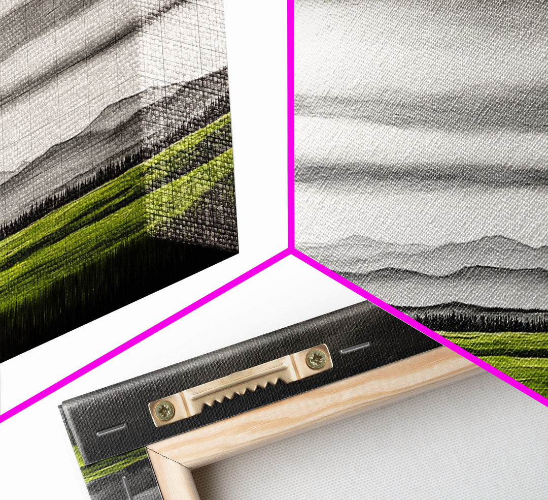 Rolling Hills, Green Fields, Minimalist Landscape, Canvas Print, Nature Wall Art, Modern Farmhouse, Rustic Decor, Office Aesthetic