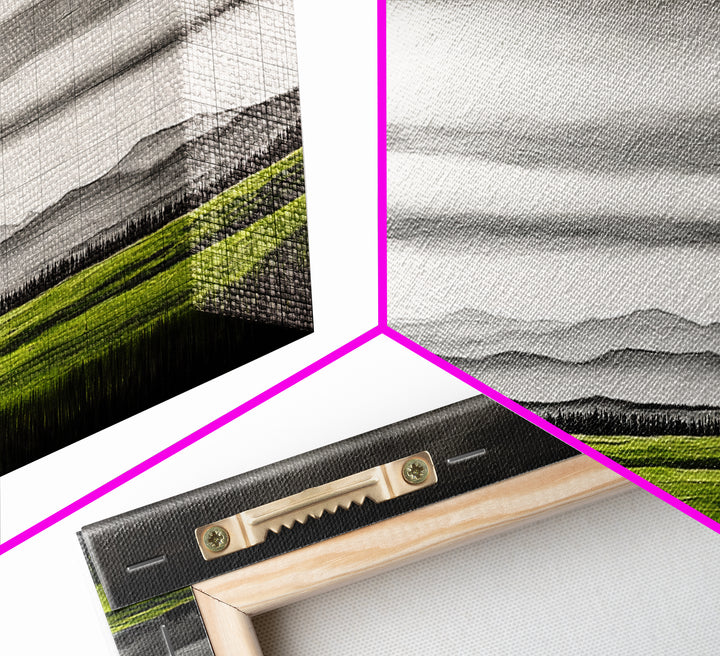 Rolling Hills, Green Fields, Minimalist Landscape, Canvas Print, Nature Wall Art, Modern Farmhouse, Rustic Decor, Office Aesthetic