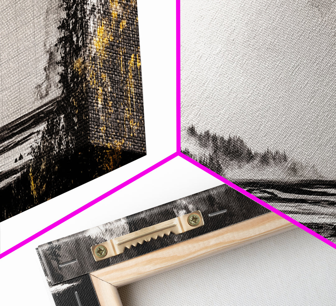 Cliffside Ocean, Dramatic Seascape, Moody Coast, Monochrome, Framed Canvas Print, Coastal Wall Art, Nautical Decor, Large Wall Art