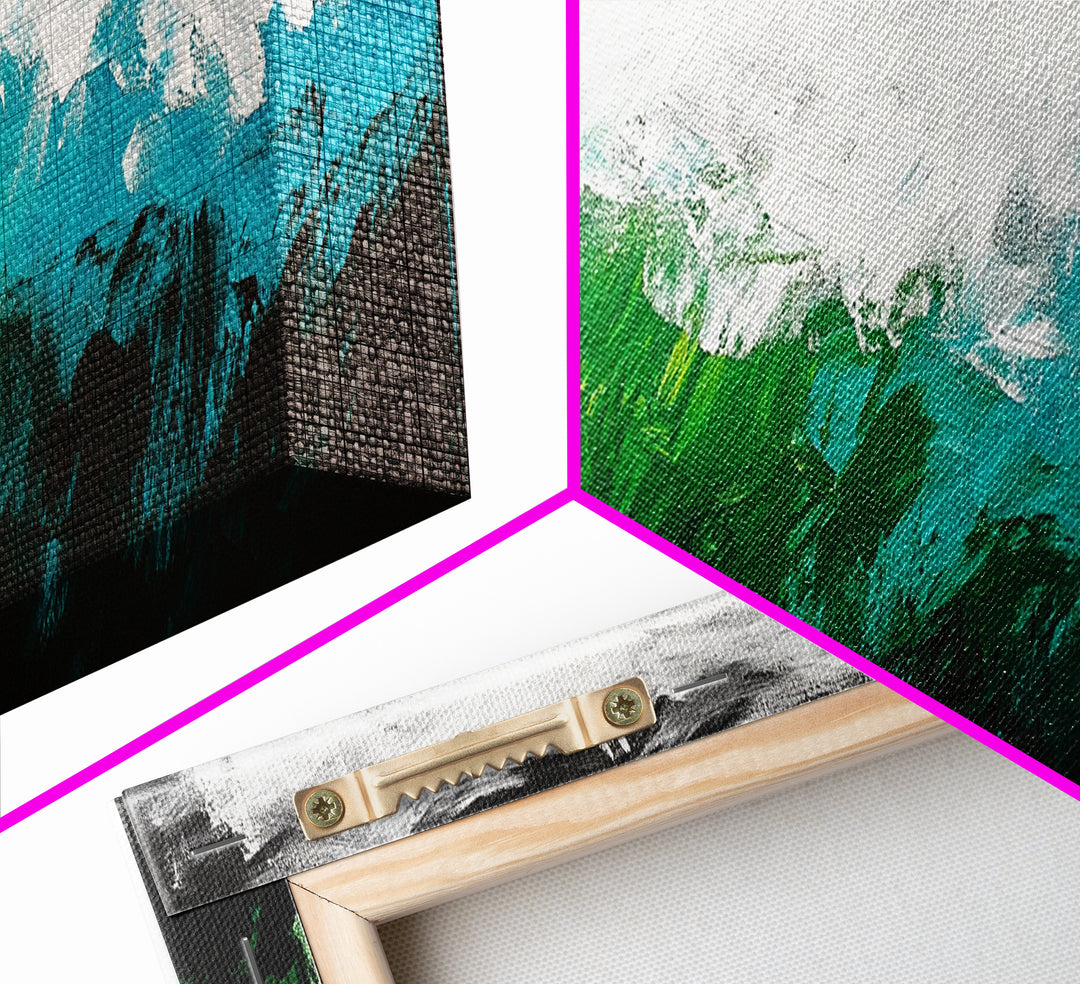 Abstract Seascape, Textured Wave, Coastal Artwork, Modern Ocean Print, Minimalist Blue Green Decor, Framed Canvas Print, Gift Idea